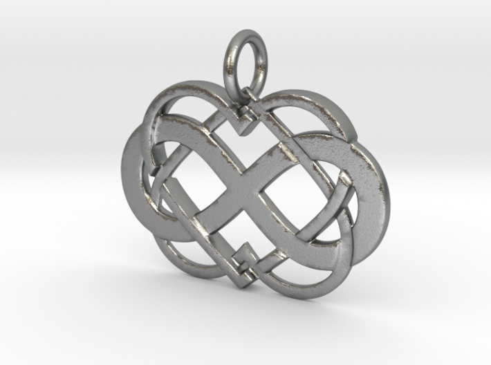 Double Infinity Heart Polyamory Pendant 3d printed