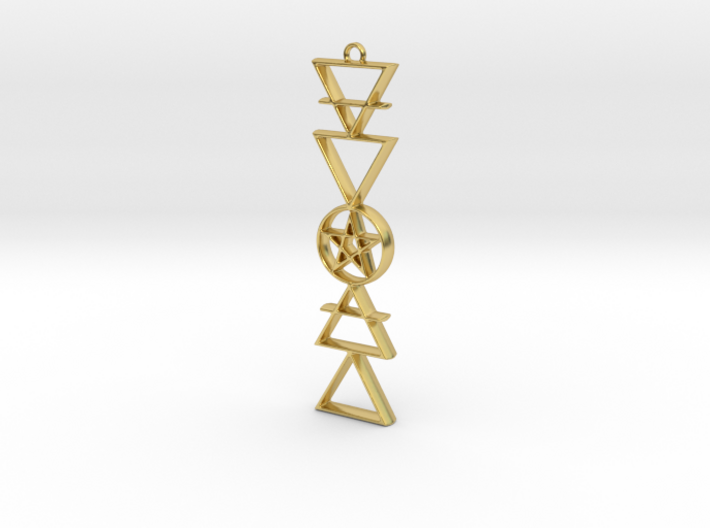 Elemental Symbols Pendant with Pentacle 3d printed