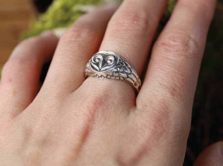 Owl Ring - Spirit Animal - Signet Ring Style 3d printed