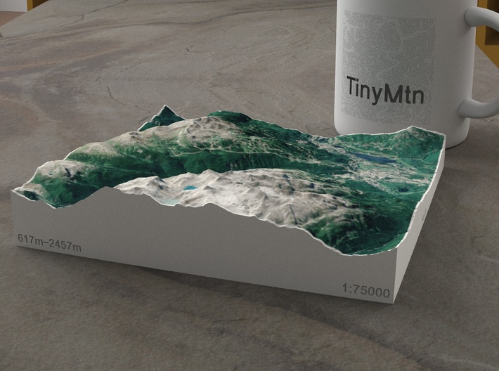 Whistler Blackcomb in Summer, BC, Canada, 1:75000 3d printed 