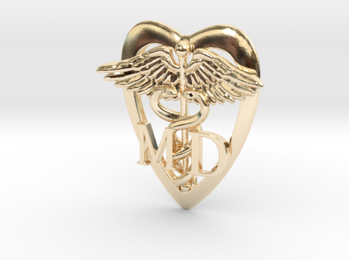 Medical Symbol MD Heart Lapel Pin 3d printed