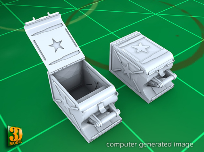 ZSU-23 Ammo+Boxes (23x152mm) 3d printed 23x152mm Ammoboxes for ZSU-23-2 - boxes with interior detail