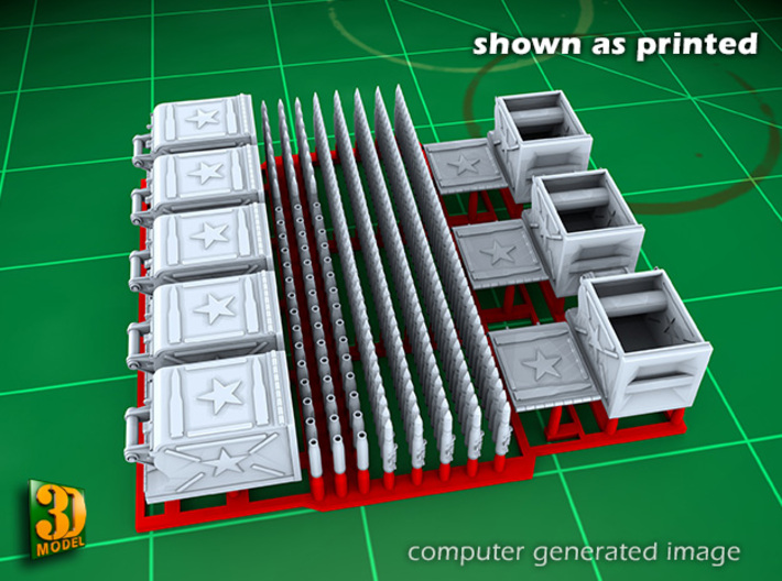 ZSU-23 Ammo+Boxes (23x152mm) 3d printed 23x152mm Ammoboxes for ZSU-23-2 - as printed