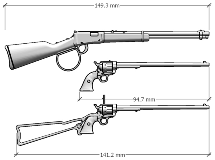 1:6 rifle &amp; revolver set 3d printed