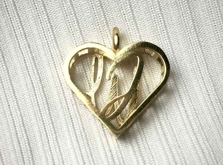 Heart Initial Pendant 3d printed 