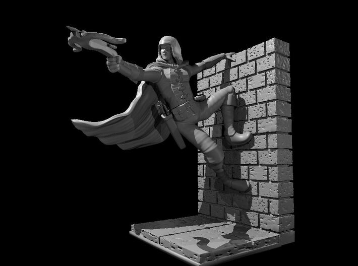 Human Male Ranger on Wall with Crossbow 3d printed