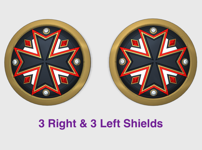 Maltese Cross - Round Power Shields (L&R) 3d printed 