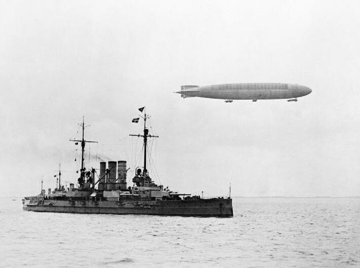 Nameplate SMS Ostfriesland 3d printed Helgoland-class battleship SMS Ostfriesland with Zeppelin L31.