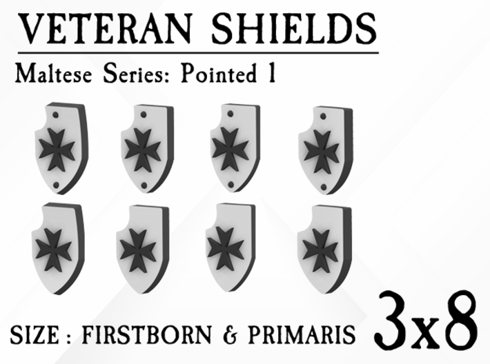 24X Veteran shields. Black Templar, Point 1 3d printed 