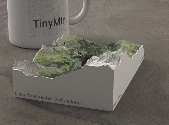 Lauterbrunnen Valley, Switzerland, 1:100000 3d printed 