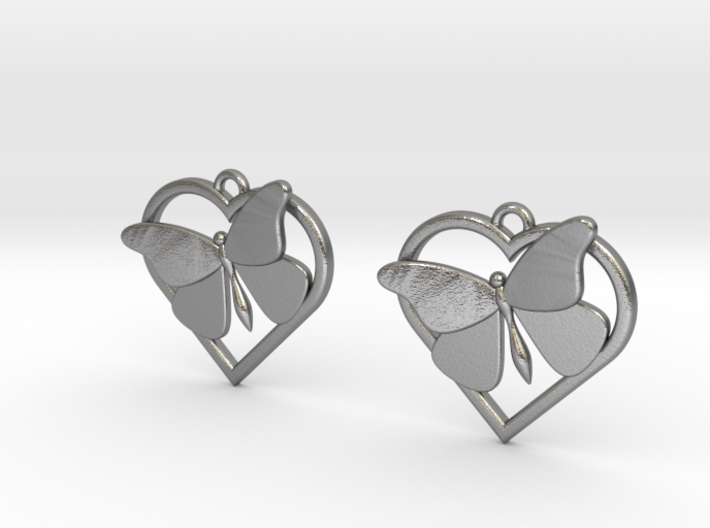Heart Butterfly Earrings 3d printed
