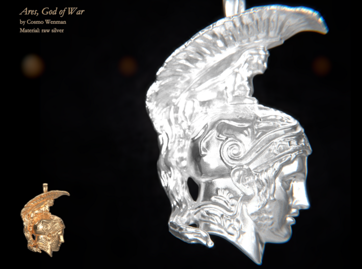 ARES, God of War necklace pendant (profile) 3d printed 