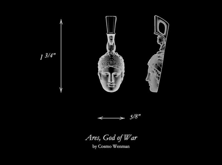 ARES, God of War necklace pendant (facing foward) 3d printed 