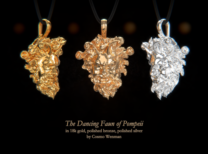 THE DANCING FAUN of Pompeii necklace pendant 3d printed 