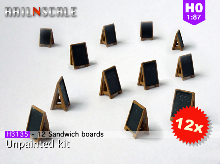 12 Sandwich boards (H0 1:87) 3d printed