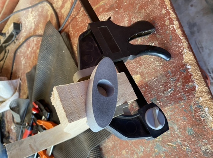 Electro Socket Drill Guide 3d printed Guide clamped to body