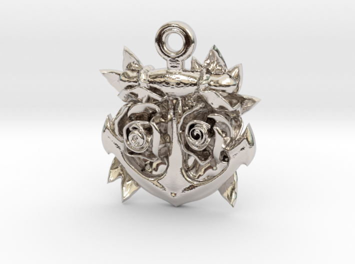 Anchor &amp; Roses Tattoo style pendant 3d printed