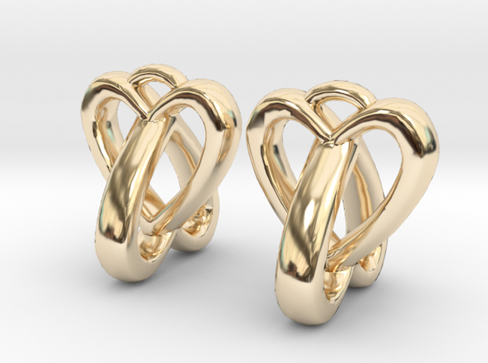 Interlocked Heart Earrings 3d printed