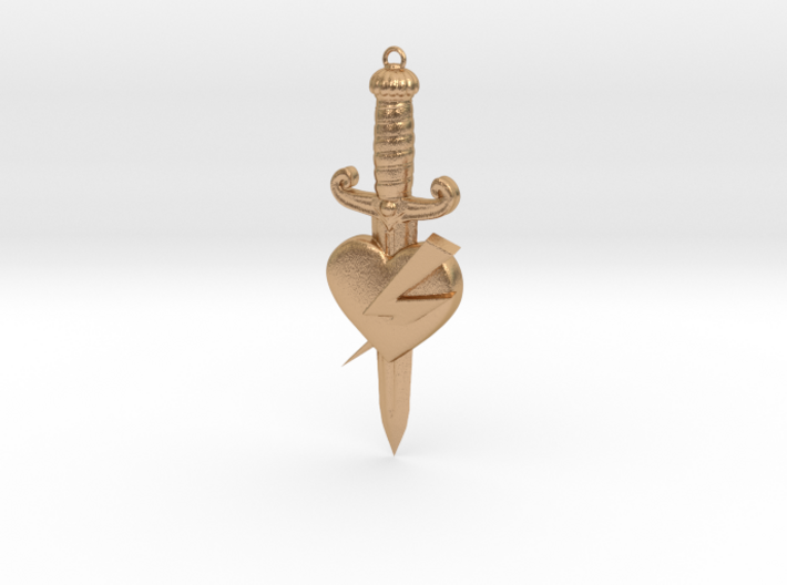 Heart with dagger tattoo style pendant 3d printed