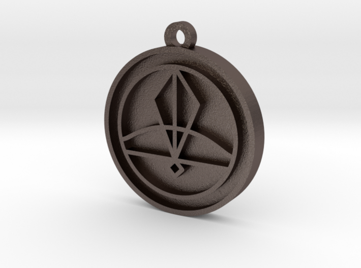 Owl House Ice Glyph Pendant 3d printed A bronze steel alloy, plated with a thin coating of a silver bronze mixture, then polished until shiny and smooth. Increase wearability and longevity by using a protective coating like Nickel Guard, Jewelry Shield, or even clear nail polish.