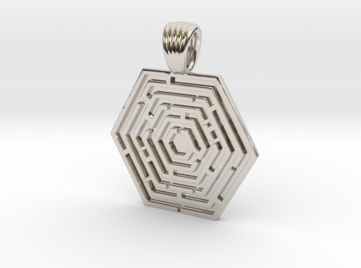 Hexa maze [pendant] 3d printed