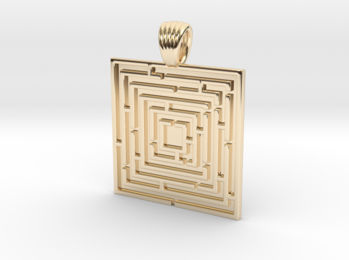 Square maze [pendant] 3d printed