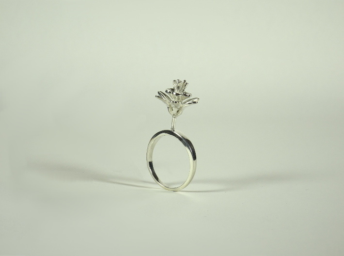 Ring with one small flower of the Pomegranate 3d printed 