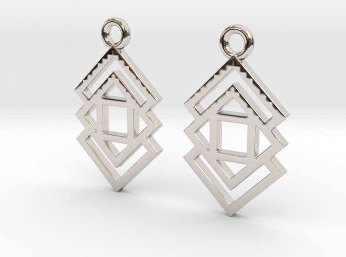 Triple square [Earrings] 3d printed