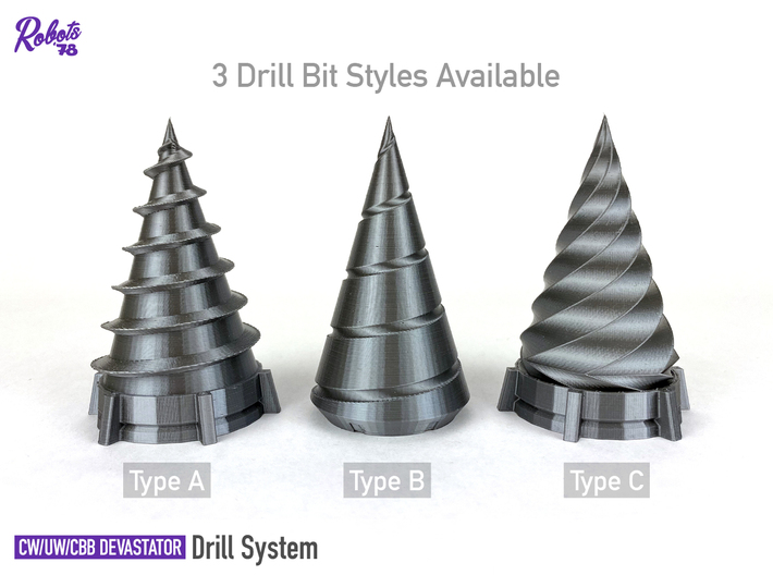 Drill Bit Type B 62mm x1 [Devastator Drill System] 3d printed 