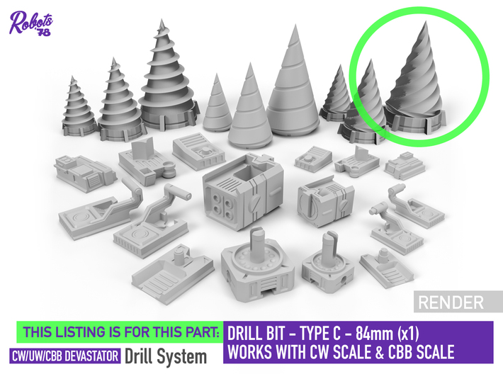 Drill Bit Type C 84mm x1 [Devastator Drill System] 3d printed 