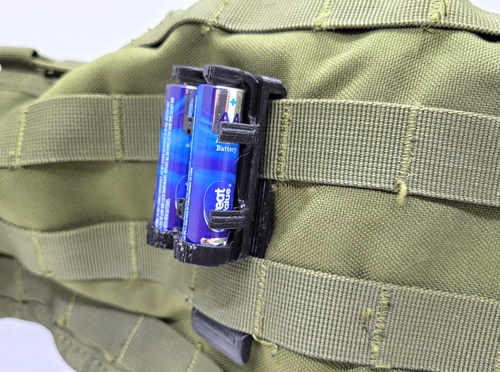 3D Printable MOLLE Webbing Mounted 2x AAA Battery Holder by Mike S