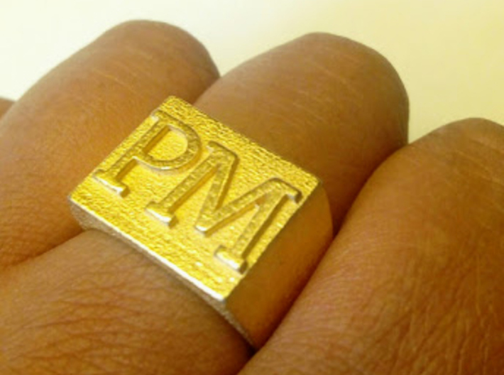 PM letter ring 3d printed 
