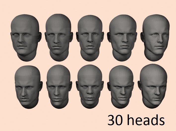 28mm bald heads 3d printed