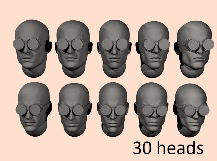 28mm goggles bald heads 3d printed
