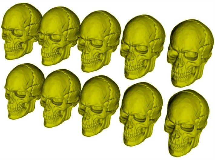 1/18 scale human skull miniatures x 10 3d printed