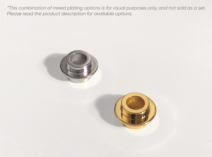 2x Metal Rings for Matrix 2.0 Add LED Assembly 3d printed LEFT: Rhodium Plated Brass.     RIGHT: 18k Gold Plated Brass