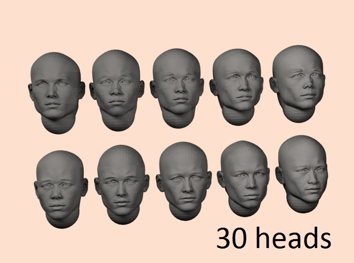 28mm bald asian heads 3d printed