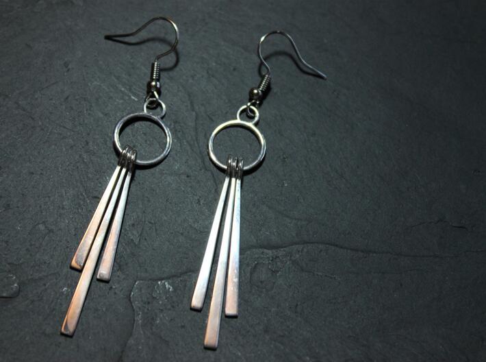 Valencia Earrings 3d printed Product shown is polished silver.