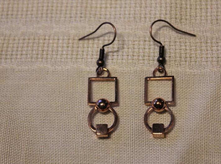 Lenna Earrings 3d printed Product shown in polished copper. (Copper currently unavailable.)