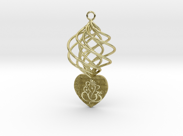Ganesha n Om Filigree Twisted Heart Earring 3d printed
