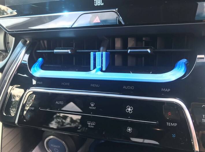 2021 Venza vent clip with finger shelf 3d printed as printed on a home printer & installed, Shapeways surface/solids quality should be better!