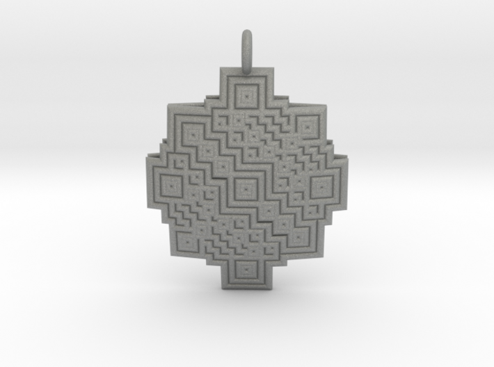 Square fractal Mandala pendant 3d printed