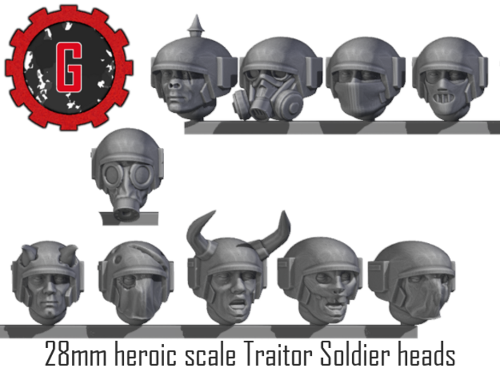 28mm heroic Scale Traitor Guard heads 3d printed