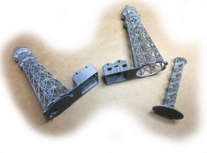 Cardington Mast  in 1:500 scale 3d printed The model separates into two parts for painting.