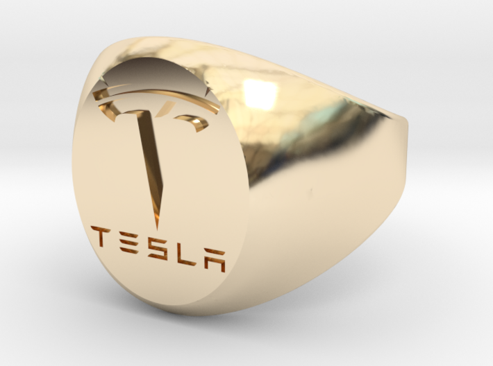 Tesla Logo Signet Ring (All sizes available) 3d printed