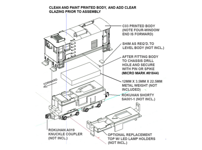 Nn3 Free-lance Box-cab Internal Combustion Loco 3d printed Instructions