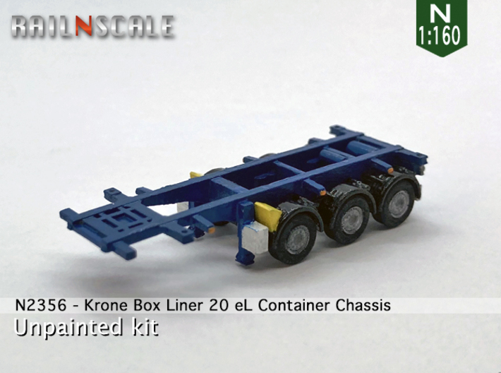 Krone Box Liner eL 20 Container chassis (N 1:160) 3d printed