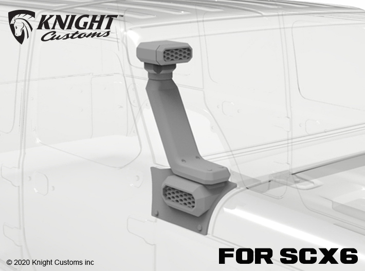 KCCX6005 SCX6 AmFib Snorkel 3d printed Shown in grey, part comes in solid black
