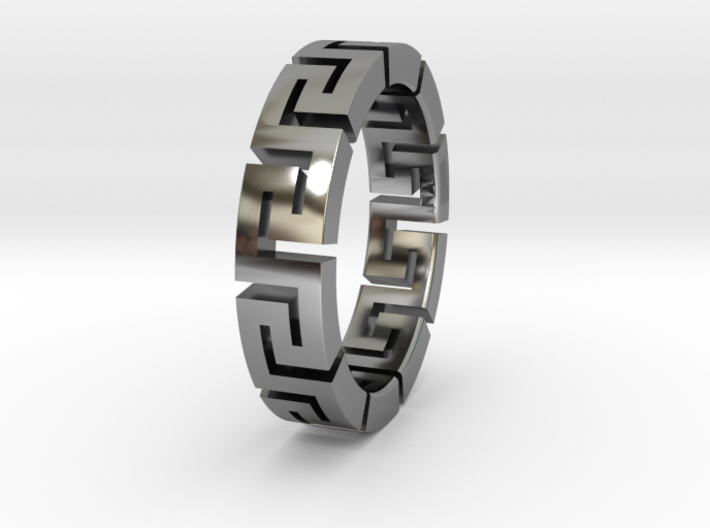 Silver Meander Ring 3d printed
