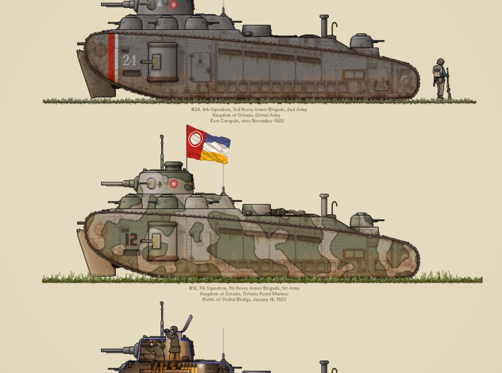 Ostani Army Mark I &quot;Landboot&quot; Heavy Tank 3d printed